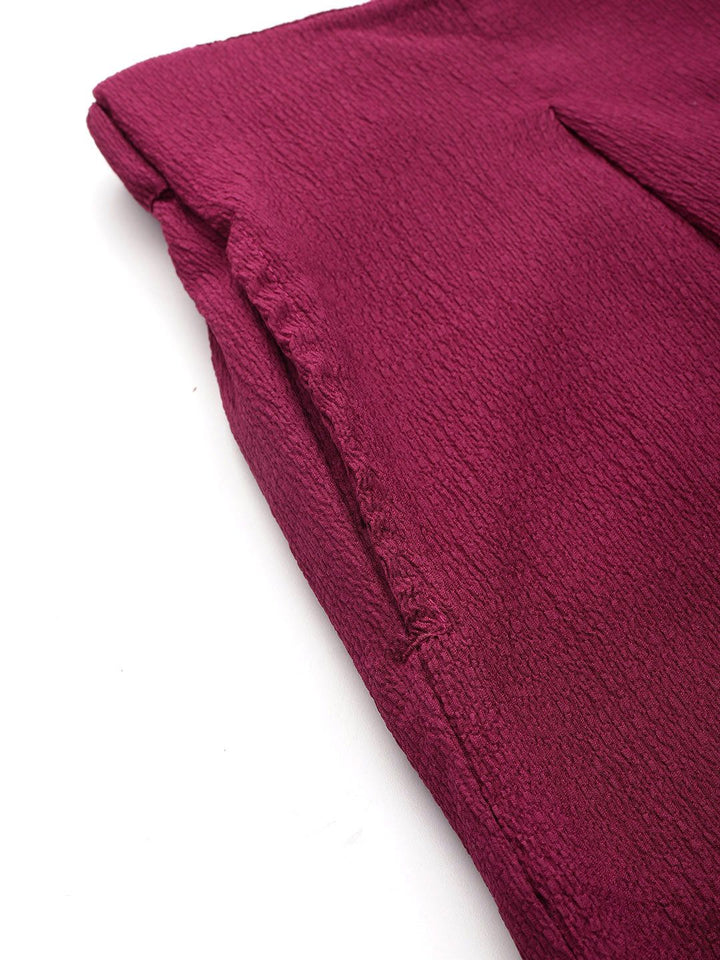 all about you Women Textured Pleated Tie-Up Detail Trousers