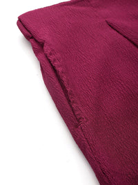 all about you Women Textured Pleated Tie-Up Detail Trousers