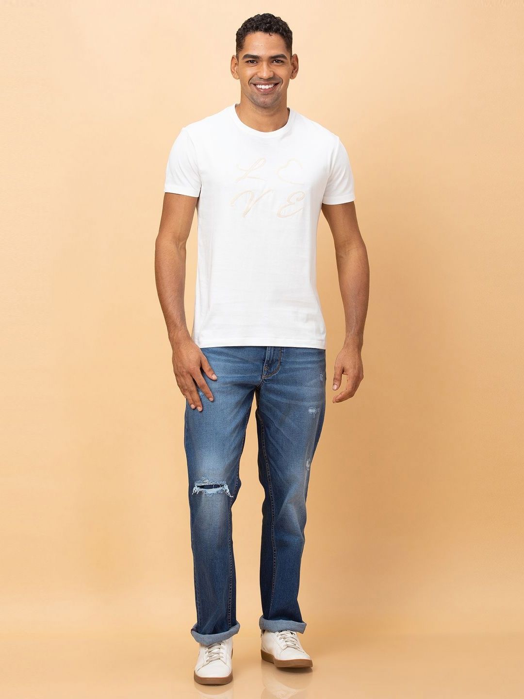 Being Human Men Printed Raw Edge T-shirt