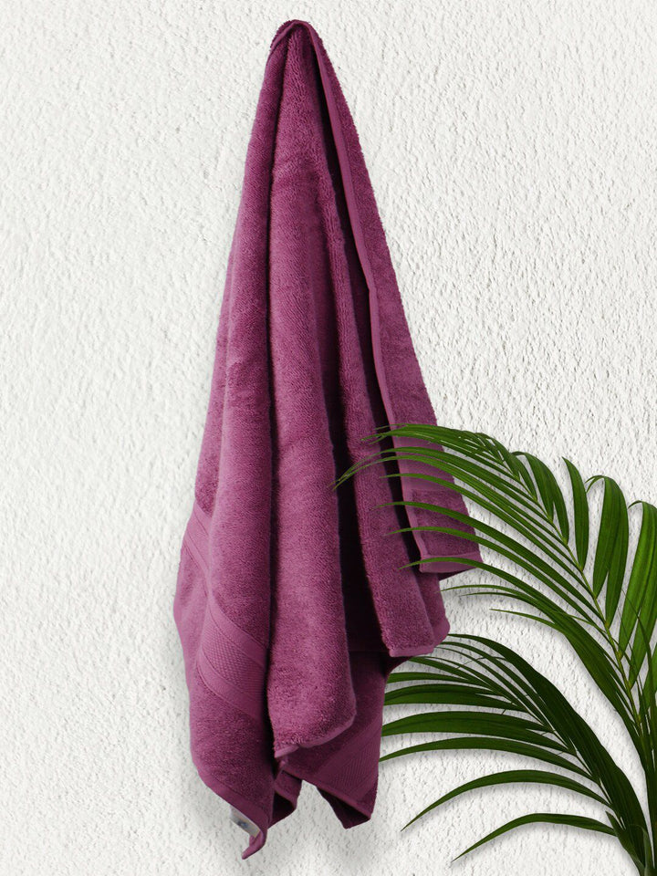MYTRIDENT Purple Solid 500 GSM Pure Cotton Bath Towel