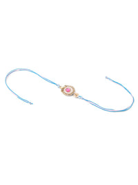 NVR Set of 2 Artificial Stones & Beads Floral Design Bhaiya Bhabhi Rakhi with Roli Chawal
