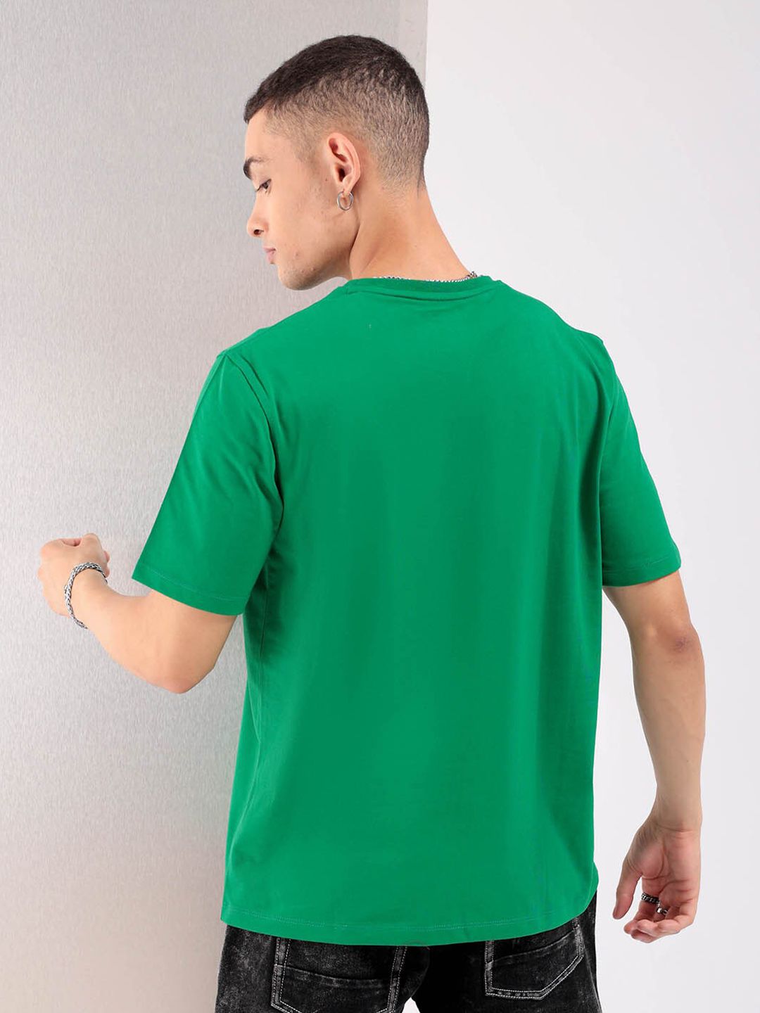 The Indian Garage Co Green Round Neck Short Sleeves Regular T-shirt