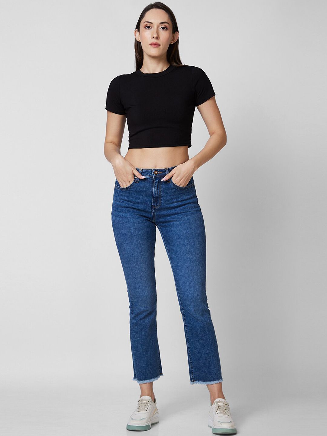 SPYKAR Women Bootcut Mid Rise Clean Look Light Fade Cropped Jeans