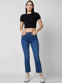 SPYKAR Women Bootcut Mid Rise Clean Look Light Fade Cropped Jeans