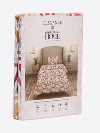 Monte Carlo Magenta & White Geometric Cotton 104 TC Single Bedsheet Set-2.24 m x 1.52 m