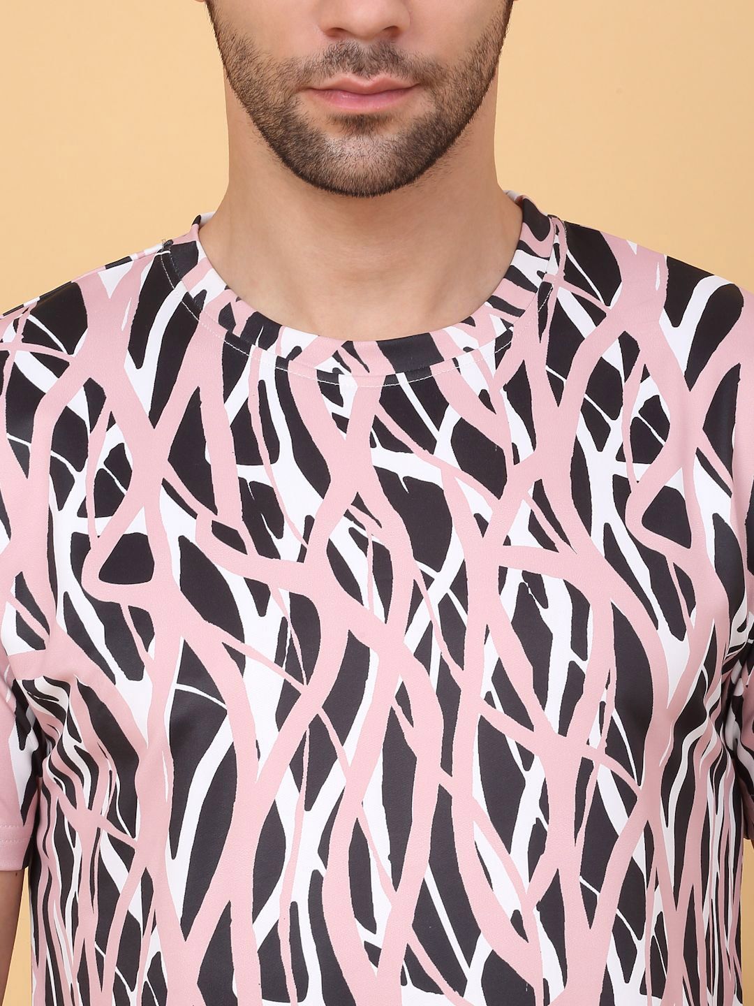 Sweet Dreams Pink & White Abstract Printed Round Neck Night suit