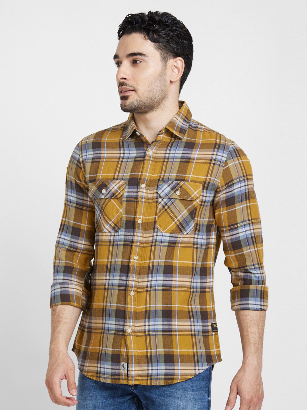 SPYKAR Classic Tartan Checked Opaque Regular Fit Cotton Casual Shirt