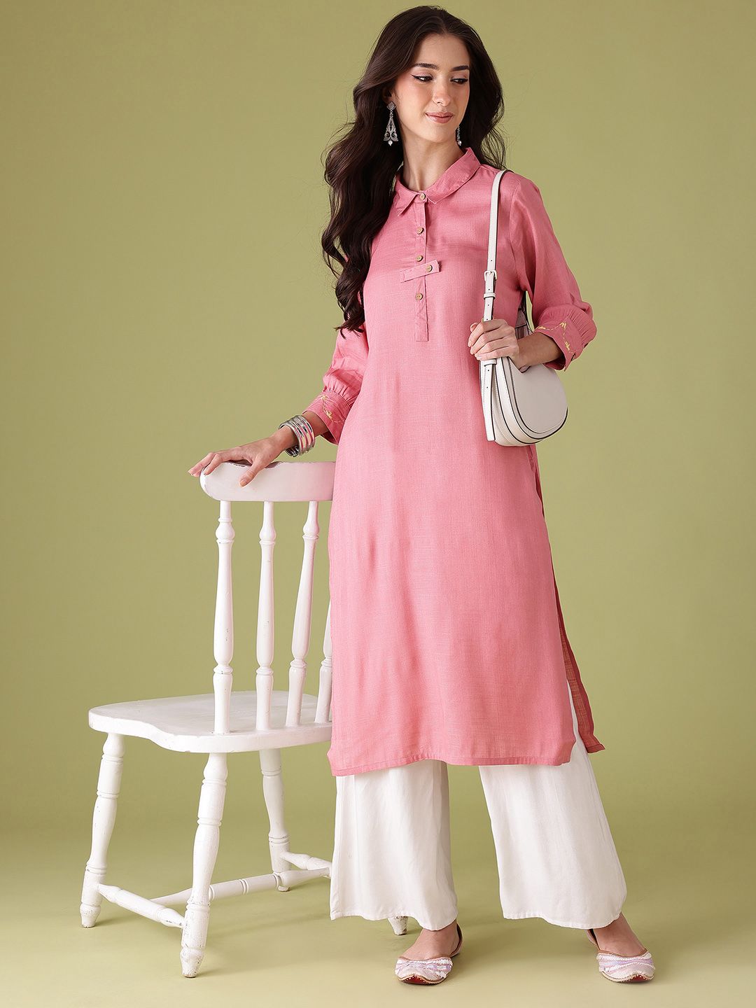 Anouk Women Shirt Collar Kurta