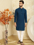 SOJANYA Ethnic Motifs Embroidered Pure Cotton Kurta with Churidar