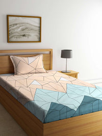 KLOTTHE Floral 300 TC 2 Single Bedsheet with 2 Pillow Covers