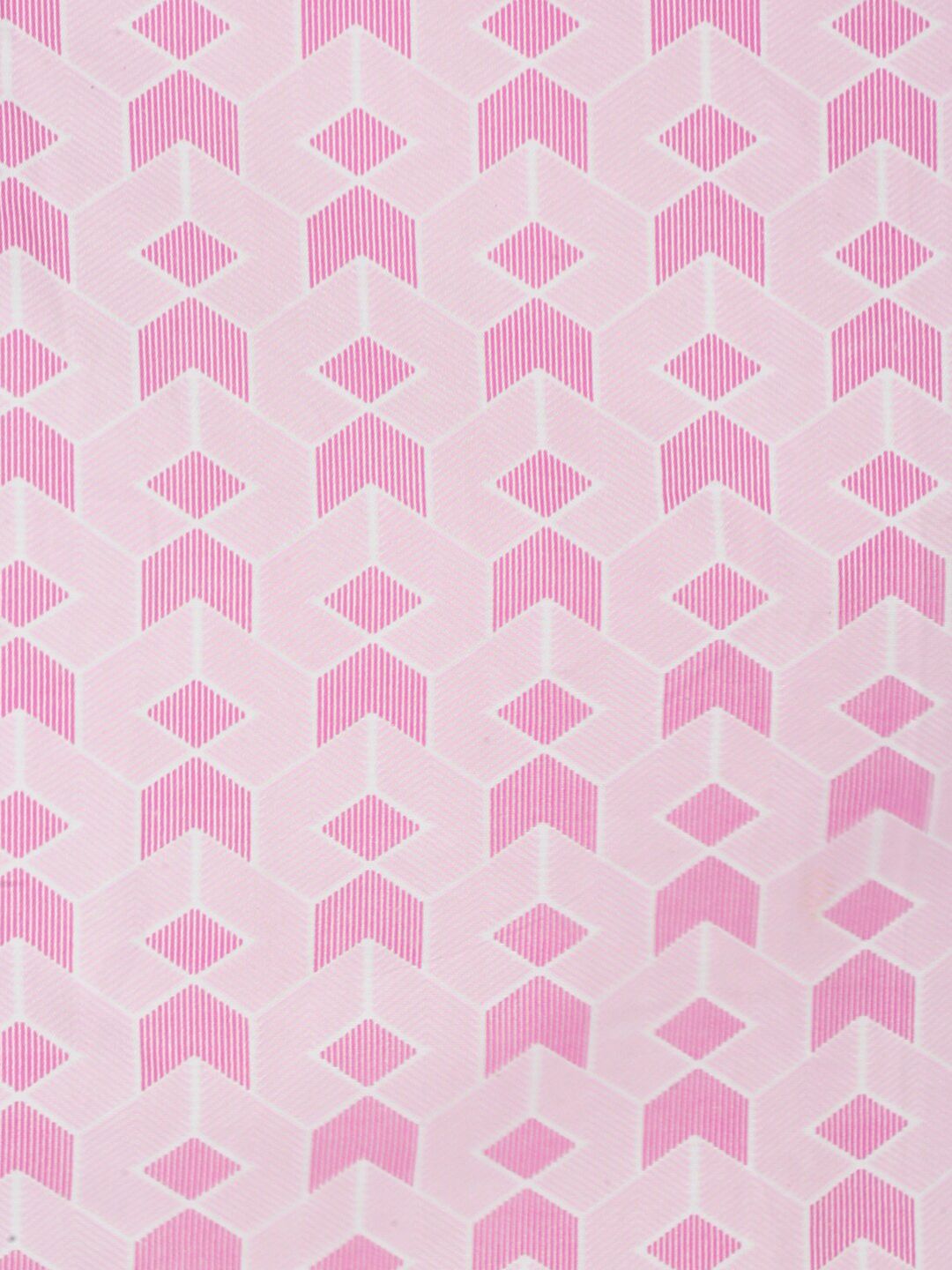 KLOTTHE Pink Geometric Printed 300 TC Fitted Single Bedsheet With Pillow Cover