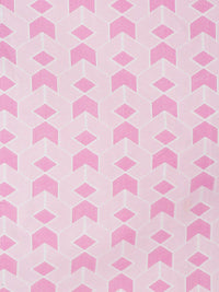 KLOTTHE Pink Geometric Printed 300 TC Fitted Single Bedsheet With Pillow Cover