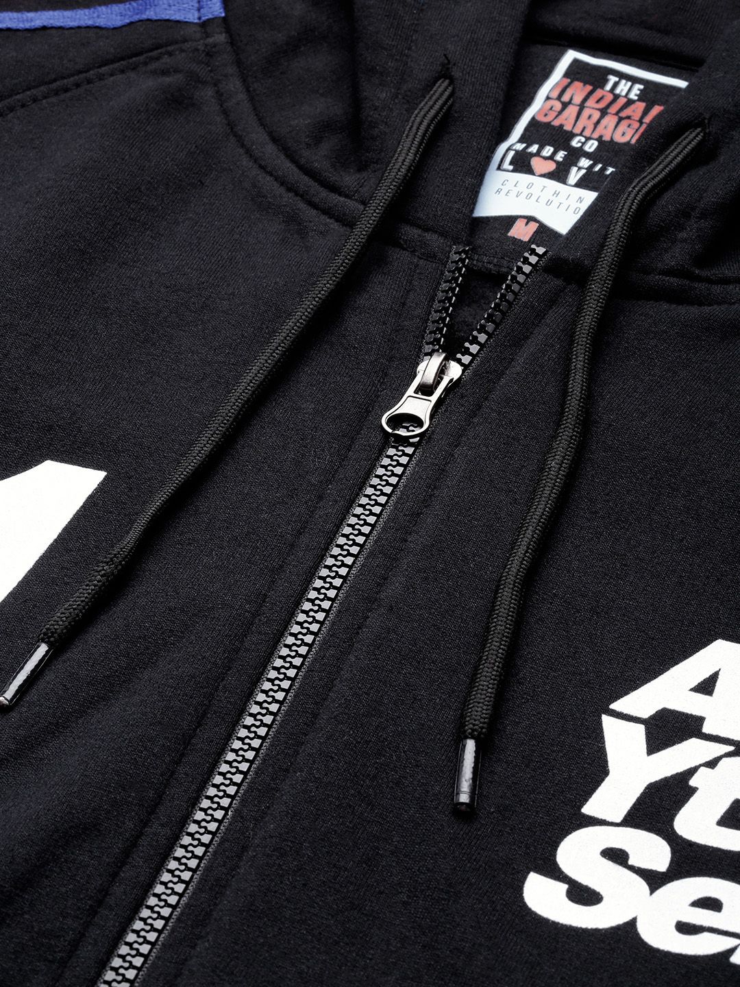 The Indian Garage Co Men Black Hooded Sweatshirt