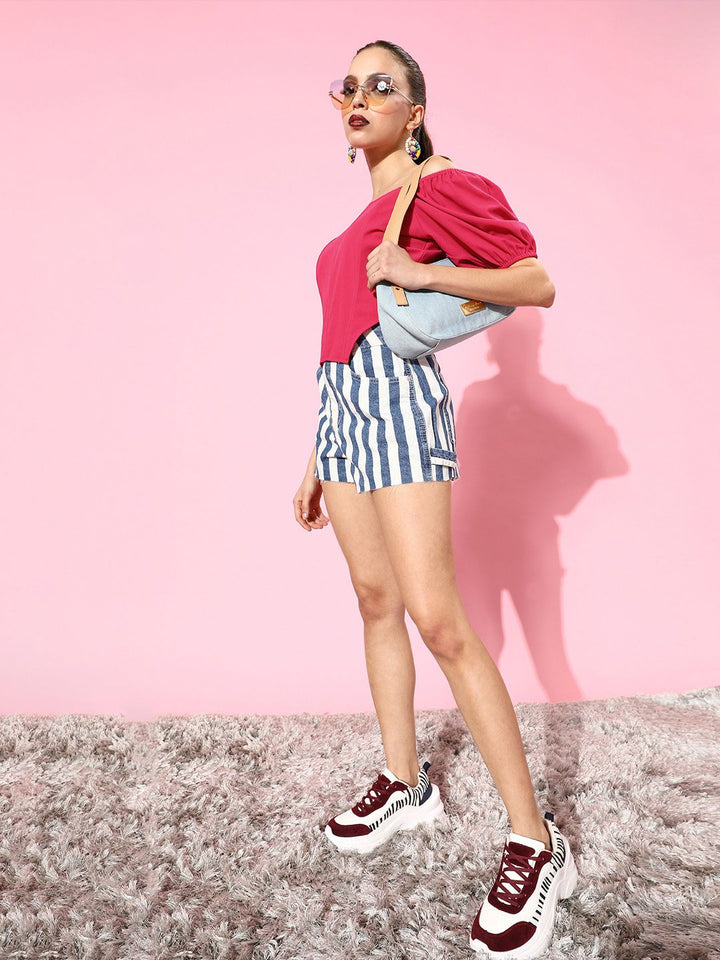 Athena Fuchsia Solid Corset Top