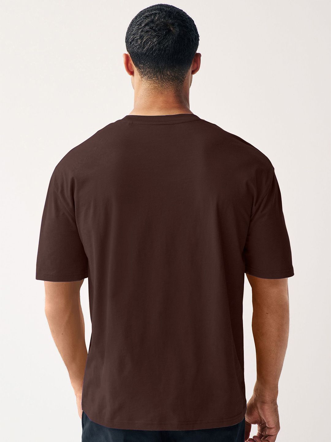 Urbano Fashion Men Solid Round Neck Cotton Oversized T-shirt