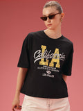 DressBerry Typography Printed Drop-Shoulder Sleeves Relaxed Fit Pure Cotton T-shirt