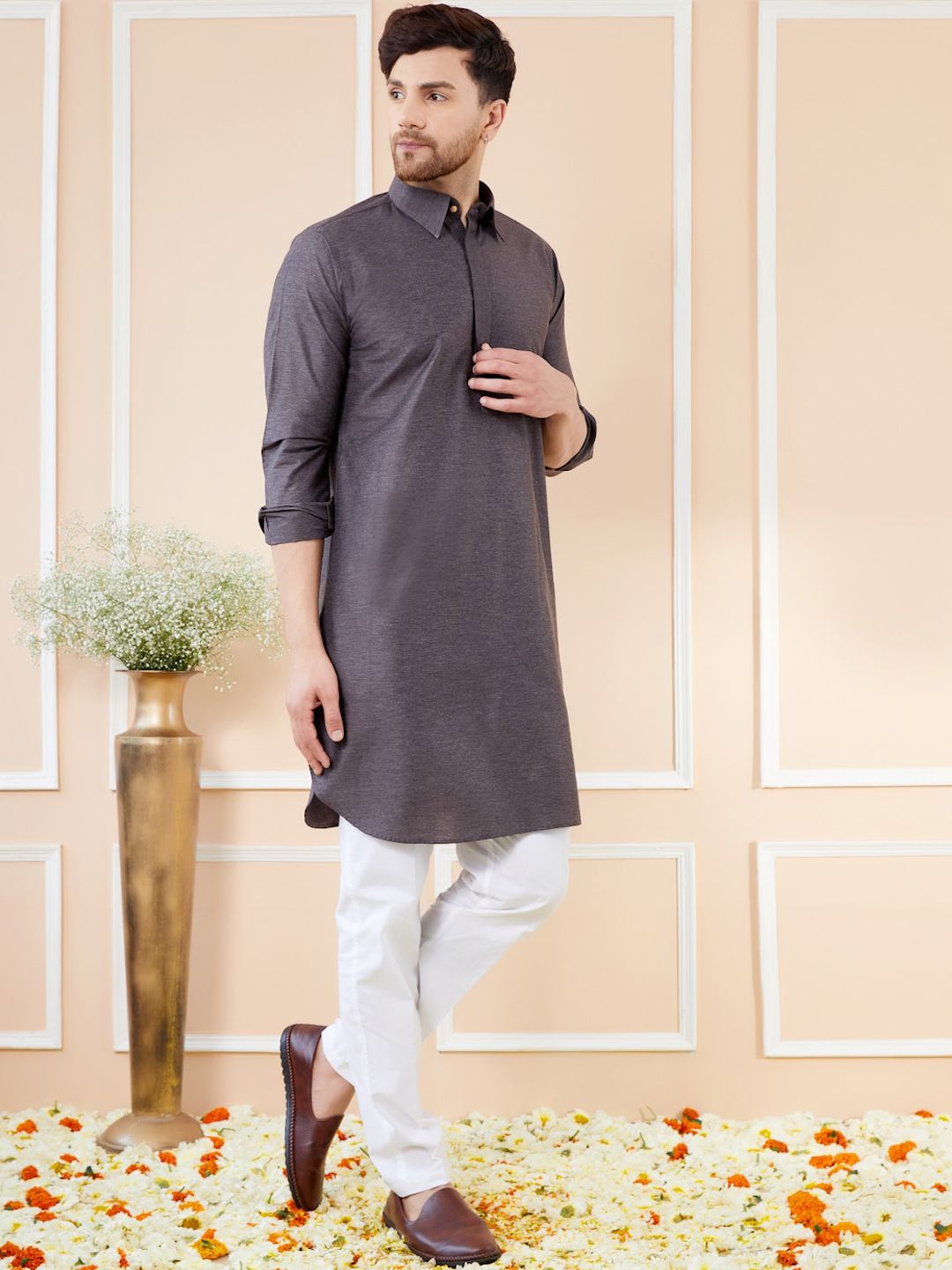 See Designs Shirt Collar Cotton Pathani Kurta
