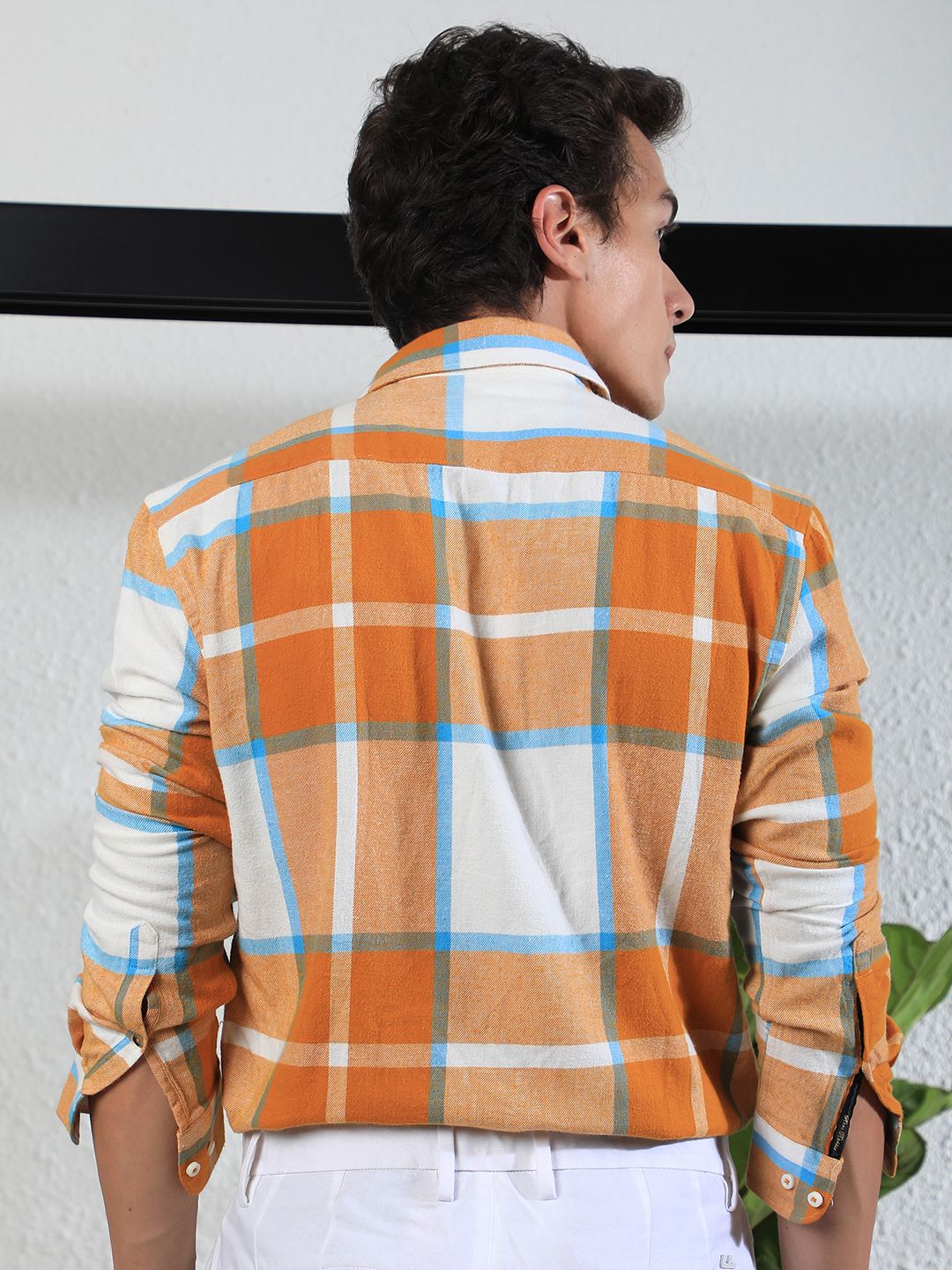 RARE RABBIT Men Rayos Slim Fit Tartan Check Cotton Shirt