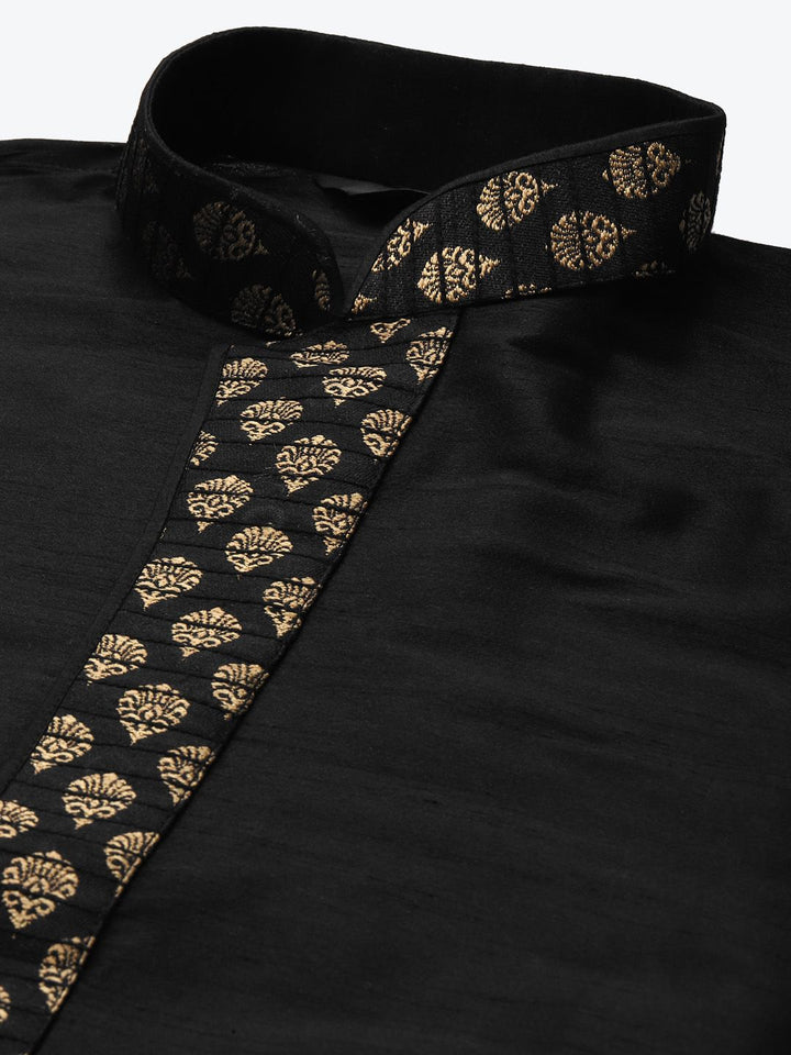 SOJANYA Lelaki Hitam Solid Kurta Lurus