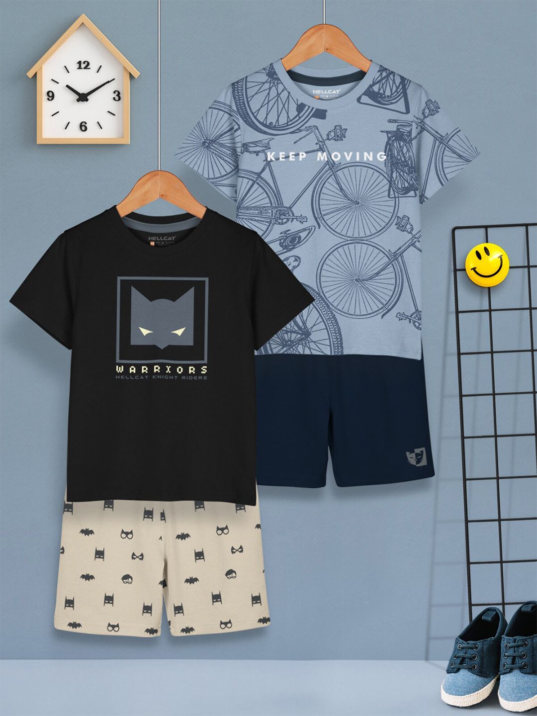 HELLCAT Boys Pack Of 2 Printed T-shirt With Shorts