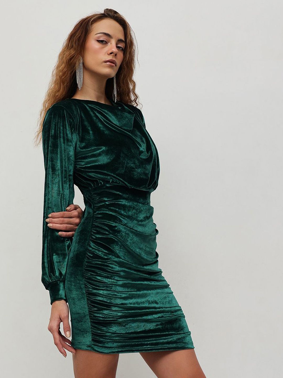 STREET 9 Cowl Neck Velvet A-Line Dress