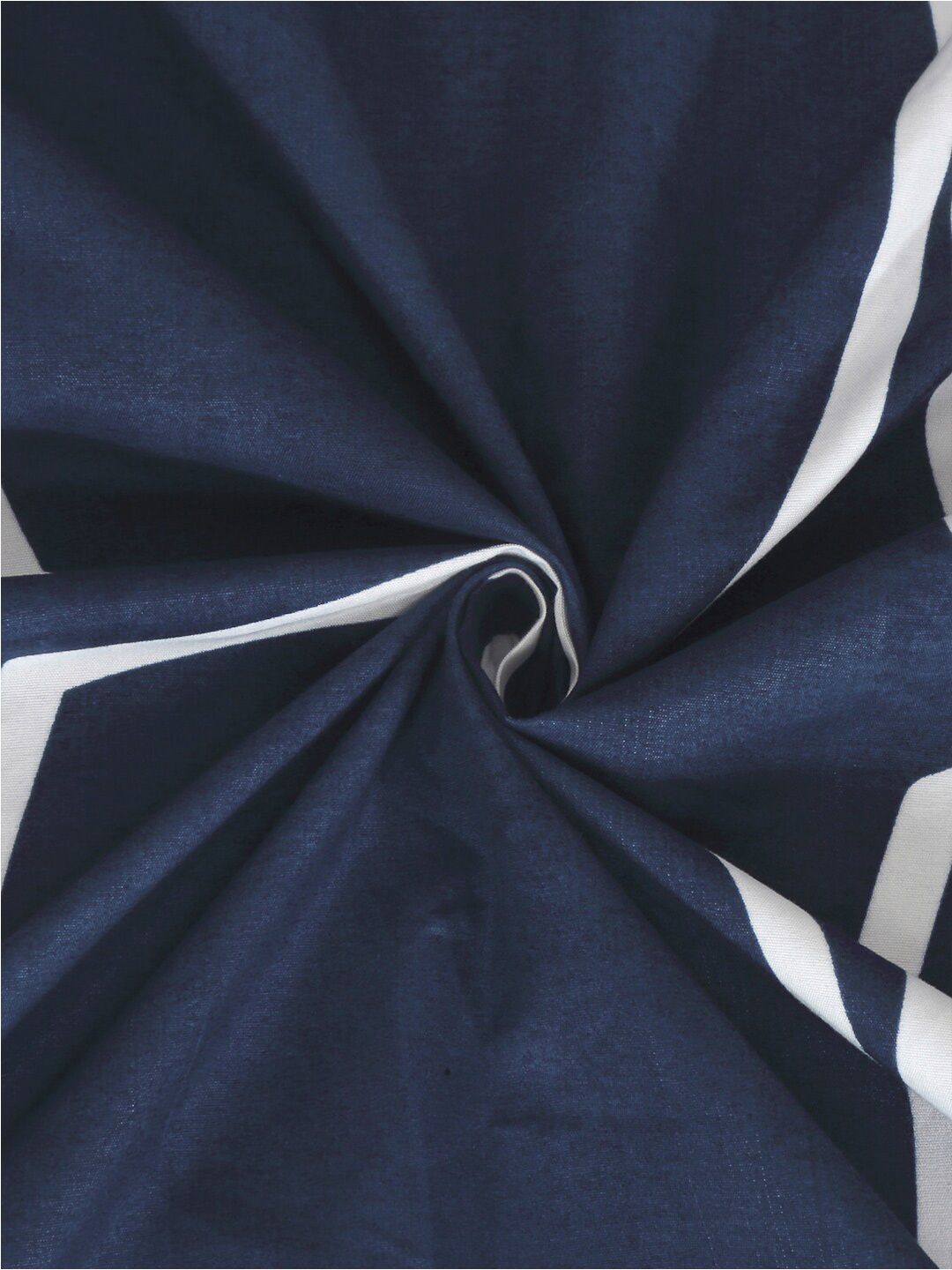 KLOTTHE Blue & White Geometric-Printed Fitted Double King Bedsheet with 2 Pillow Covers