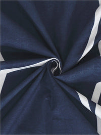 KLOTTHE Blue & White Geometric-Printed Fitted Double King Bedsheet with 2 Pillow Covers