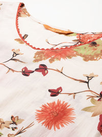 Indo Era Women Floral Printed Regular Pure Cotton Kurta with Trousers