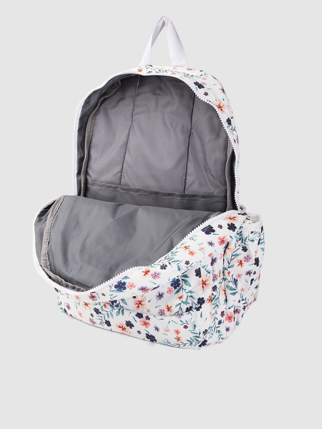 Lino Perros Women White & Green Floral Print 13 Inch Laptop Backpack