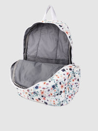 Lino Perros Women White & Green Floral Print 13 Inch Laptop Backpack