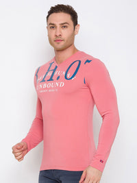 Being Human Men Coral Pink Printed T-shirt