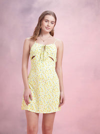DressBerry Floral Print Cut-Out Mini A-Line Dress