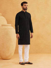 SOJANYA Ethnic Motifs Embroidered Sequined Pure Cotton Kurta with Pyjamas