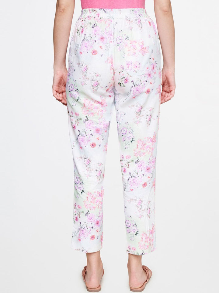 AND Women Floral Printed Tapered Fit Trousers