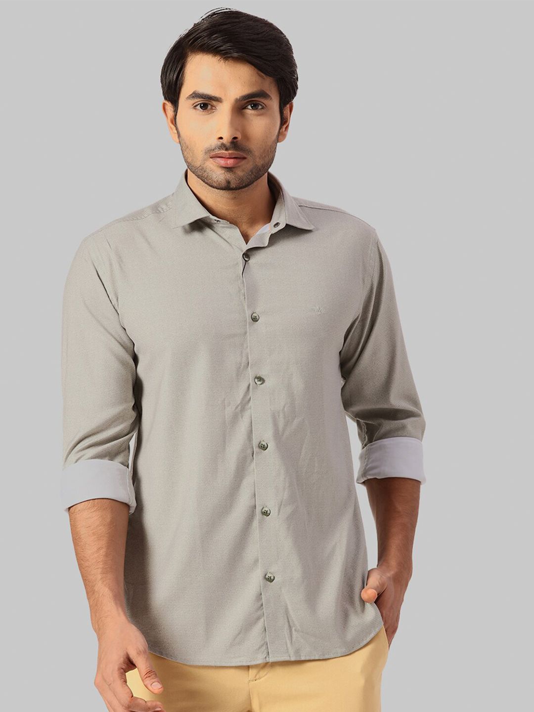 Park Avenue Spread Collar Slim Fit Opaque Casual Shirt