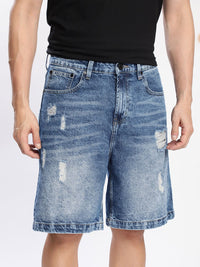Bene Kleed Men Baggy Fit Distressed Denim Shorts