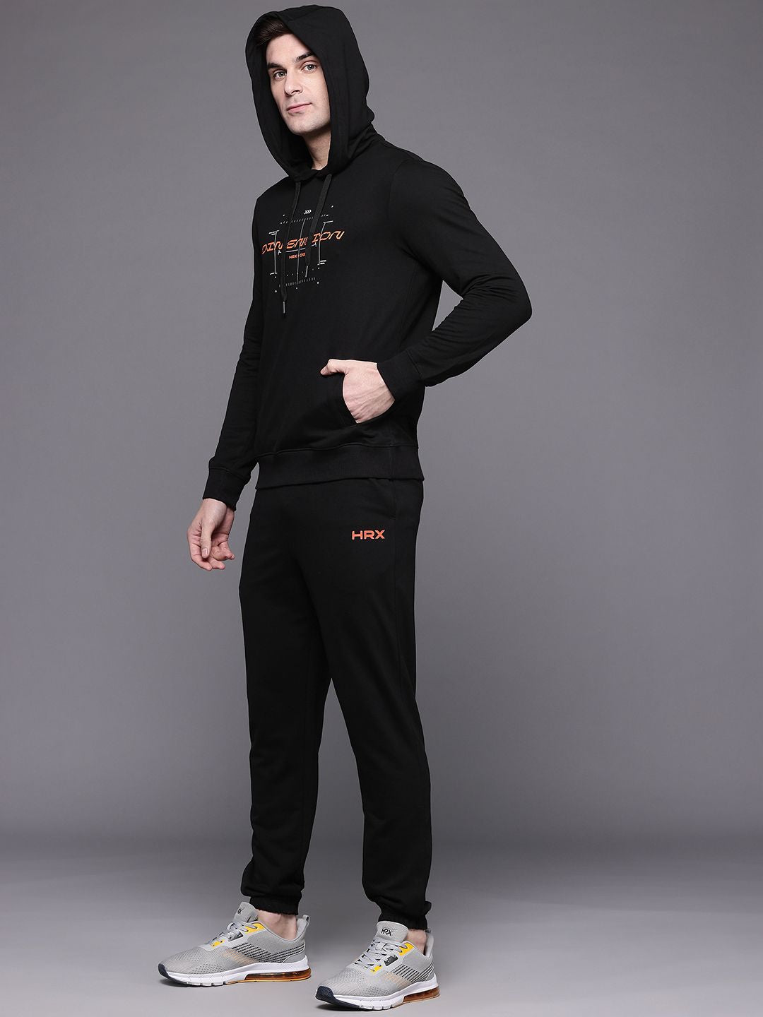 HRX by Hrithik Roshan Typography Printed Hooded Lifestyle Tracksuit