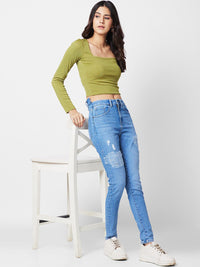 SPYKAR Women Slim Fit High-Rise Highly Distressed Heavy Fade Stretchable Jeans