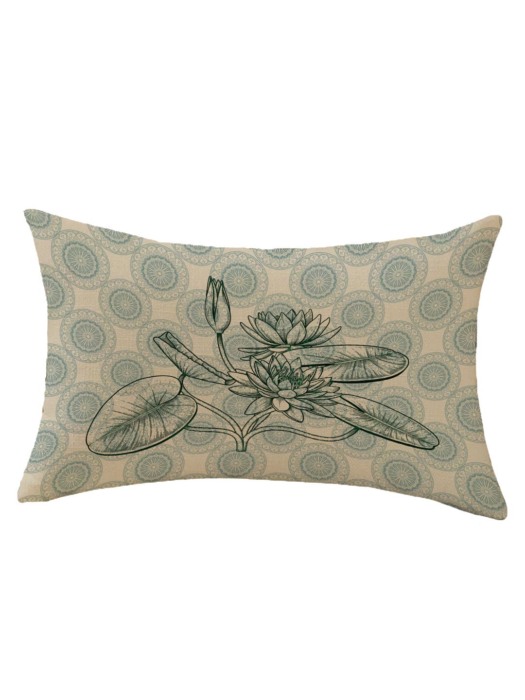 STITCHNEST Teal & Beige Set of 2 Ethnic Motifs Rectangle Cushion Covers