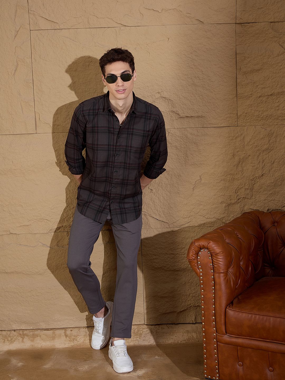 DENNISON Smart Opaque Tartan Checked Casual Shirt