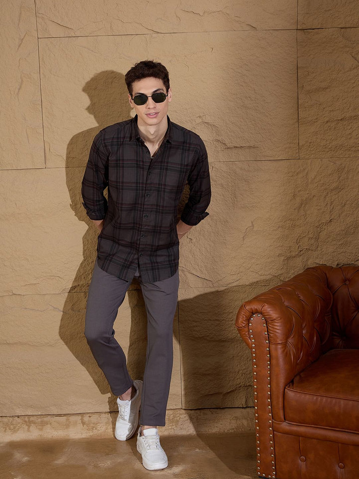 DENNISON Smart Opaque Tartan Checked Casual Shirt