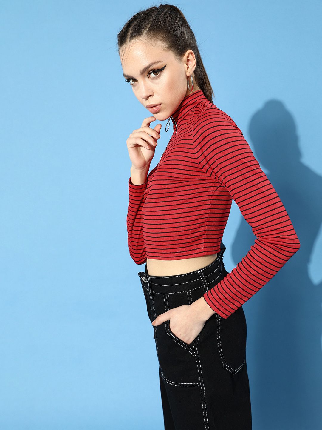 STREET 9 Women Gorgeous Red Abstract Cropped Top