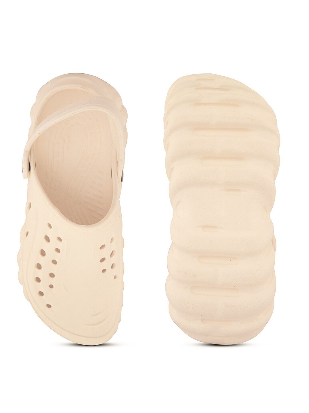 HRX by Hrithik Roshan Men Cream Coloured Self Design Clogs