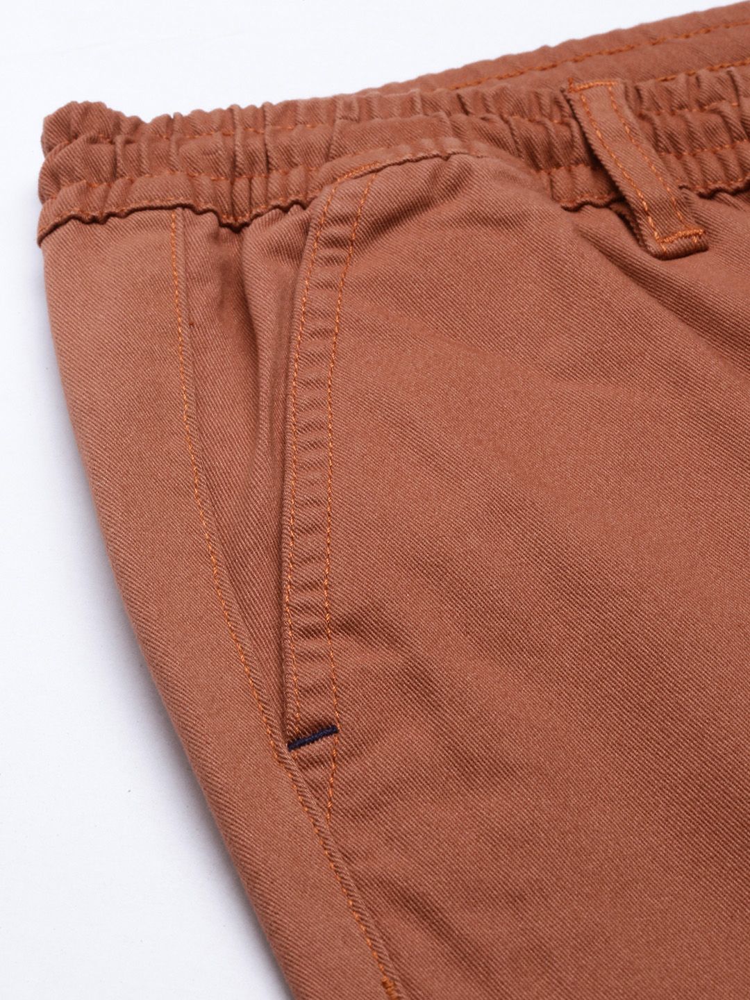 The Indian Garage Co Men Rust Slim Fit Chinos Trousers
