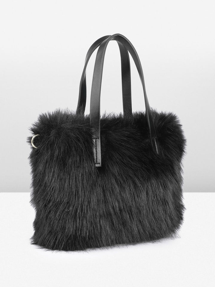 DressBerry Structured Handheld Bag With Fur