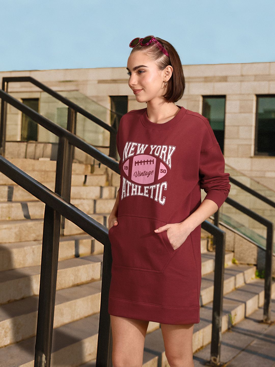 DressBerry Printed Mini Sweatshirt Dress