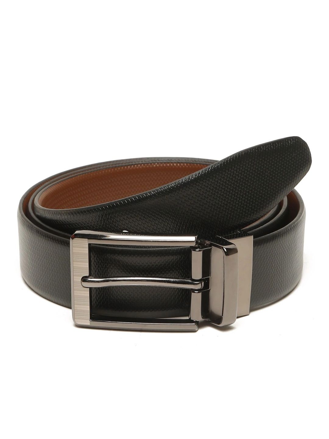 Teakwood Leathers Men Textured Leather Reversible Formal Belt