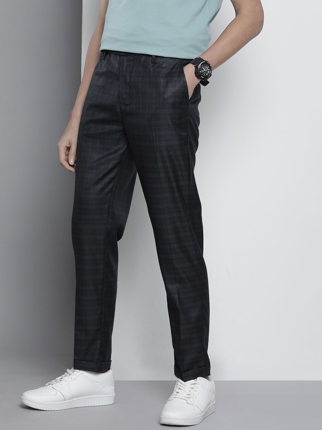 The Indian Garage Co Self Design Regular Fit Chinos Trousers