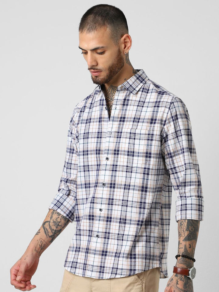 VASTRADO Men Classic Slim Fit Tartan Checks Opaque Checked Casual Shirt