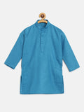 SOJANYA Boys Blue Solid Band Collar Kurta